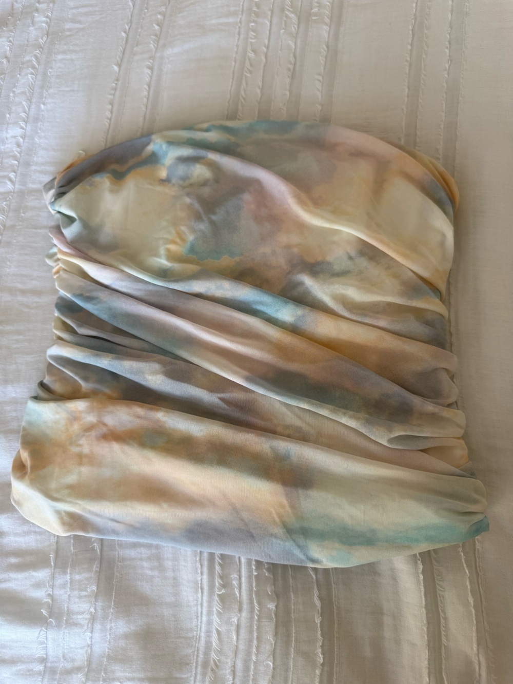 Zara Pastel Tie-Dye Crop Top in Soft Blue, Cream, Peach
